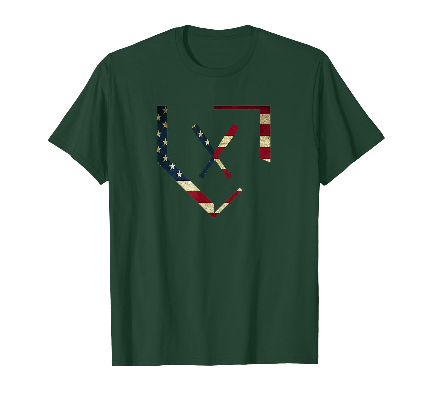 Home Plate Baseball Bats American Flag T-Shirt Baseballin T-Shirt
