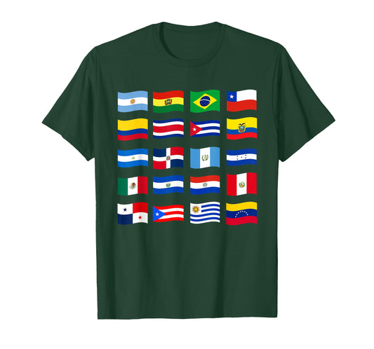 Hispanic Heritage Month National Latino Countries Flags T-Shirt