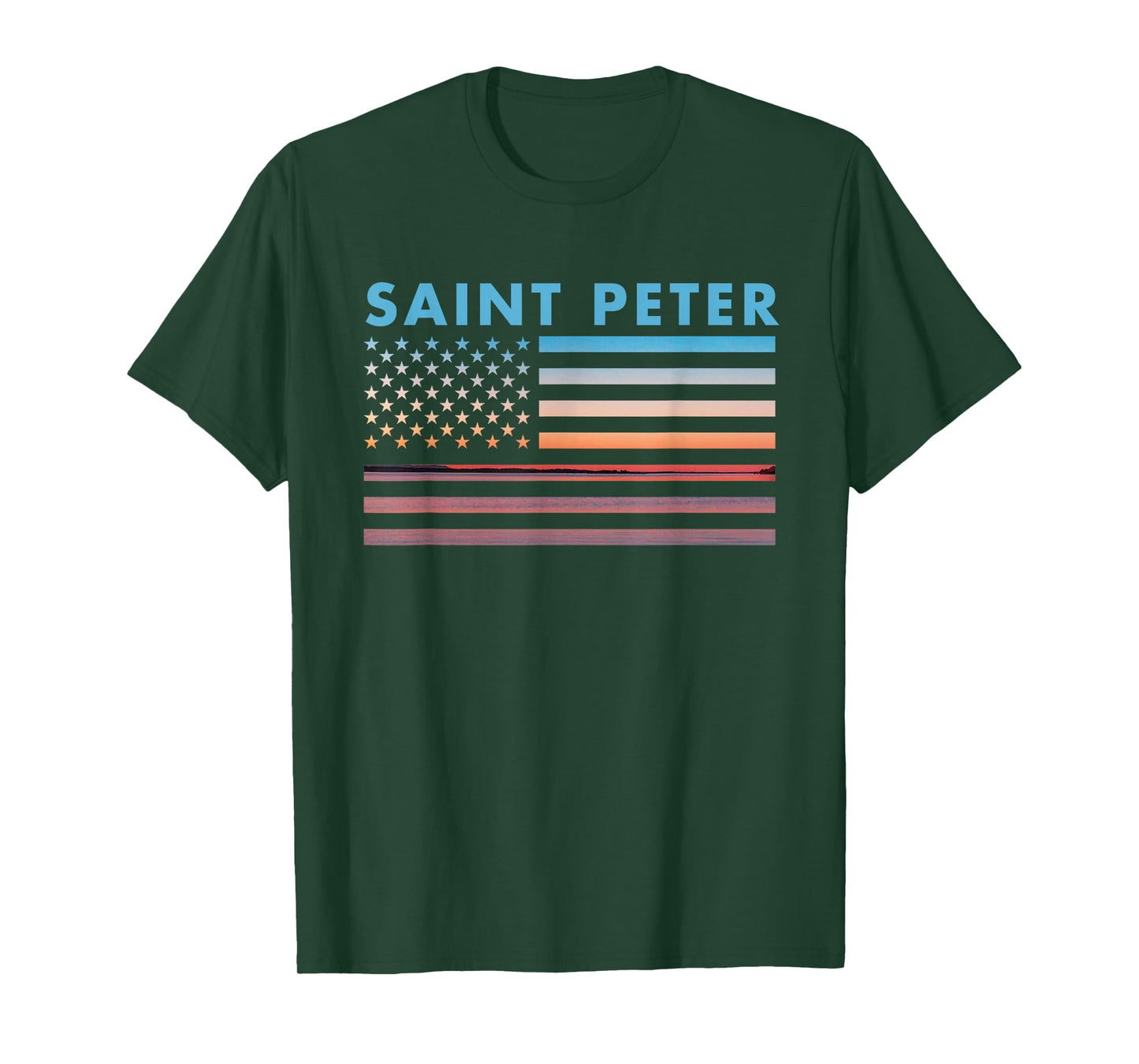 Vintage Sunset American Flag Saint Peter, Indiana T-Shirt