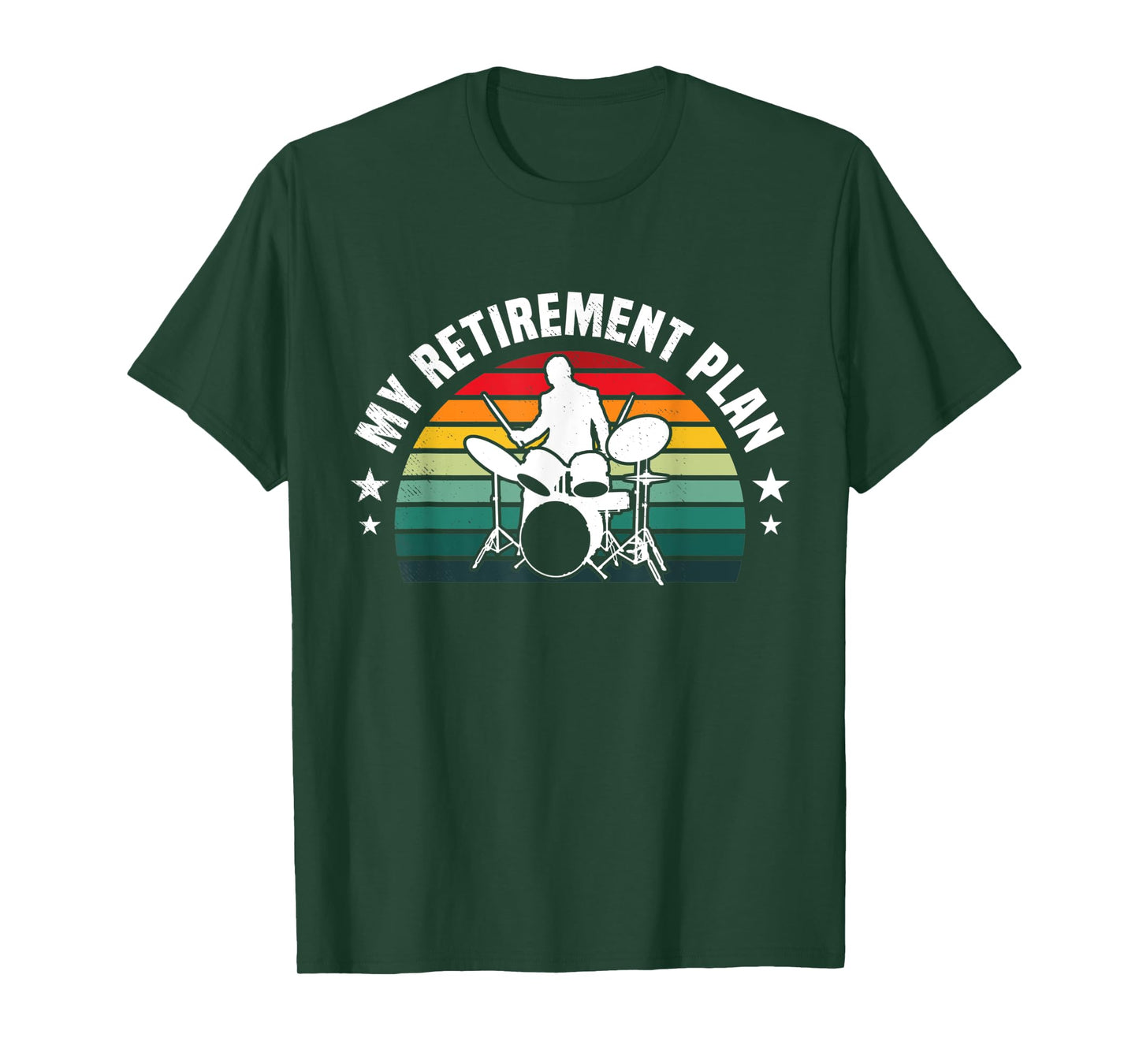 Drummer musician retirement plan retro sunset art T-Shirt