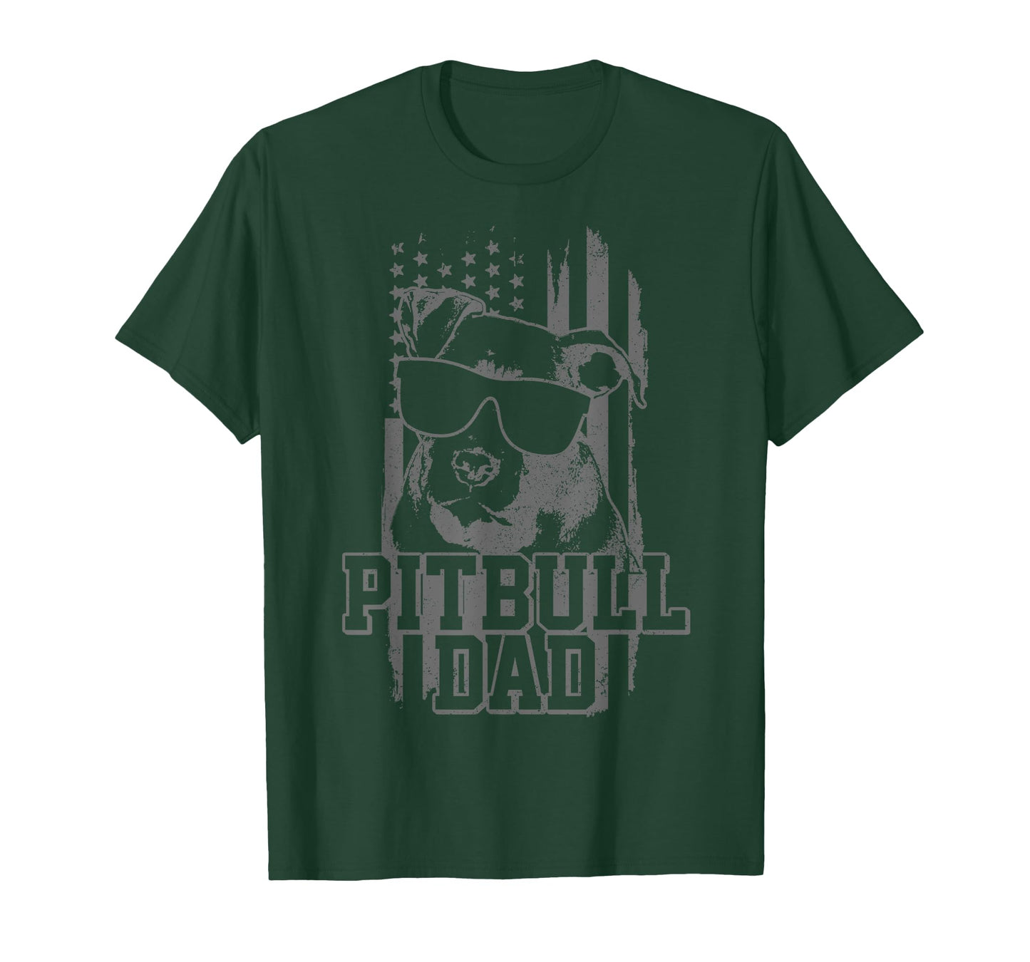 Pitbull Dad American Flag Patriotic Dog Lover Gift T-Shirt for Men