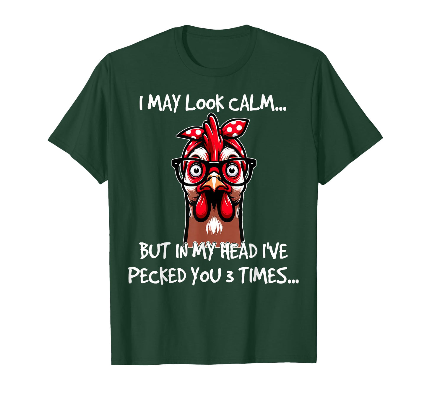 Chicken With Bandana Headband Glasses Funny For Women Girls T-Shirt