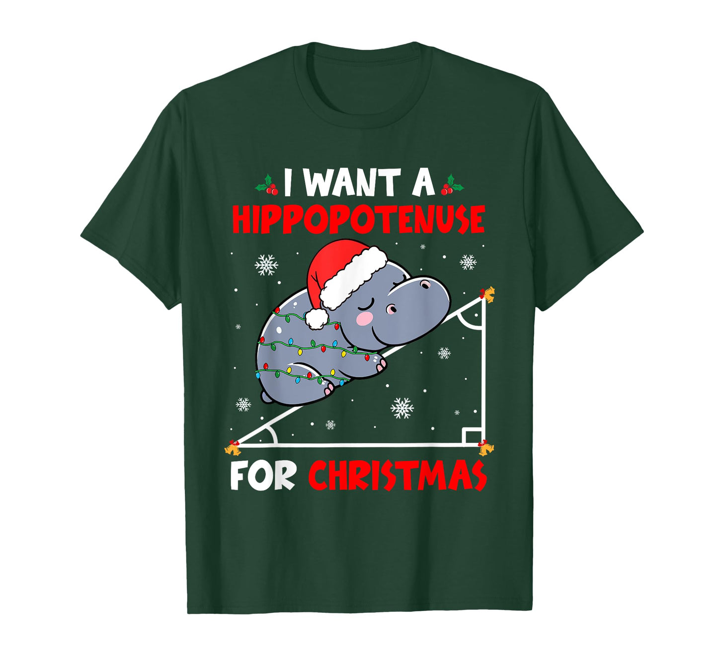 A Hippopotamus For Xmas Hypotenuse Math Teacher Students T-Shirt