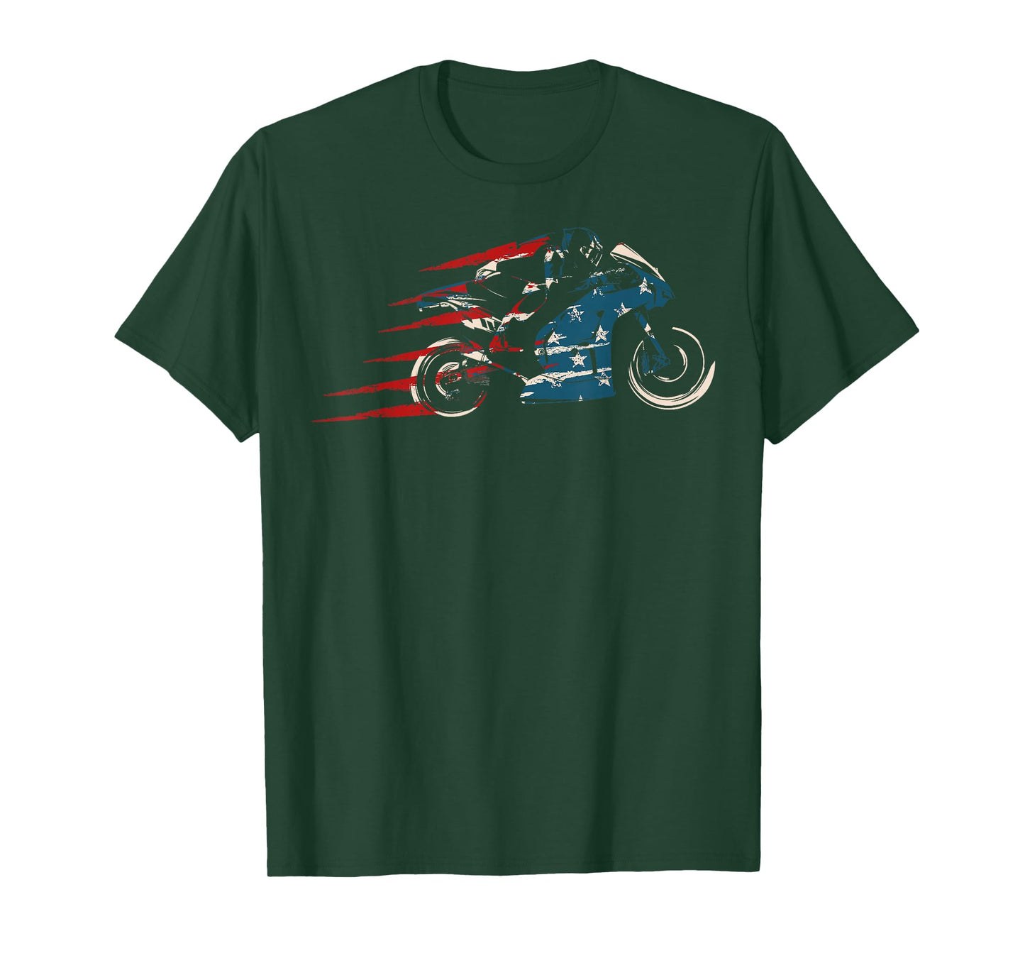 Super Bike Moto GP Pride US Flag Patriotic Dirt Bikers T-Shirt