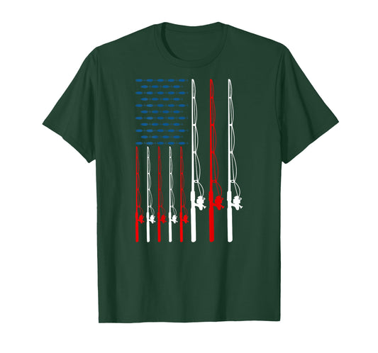 American Flag Fishing Rod Fishing Lover Funny Fisherman T-Shirt