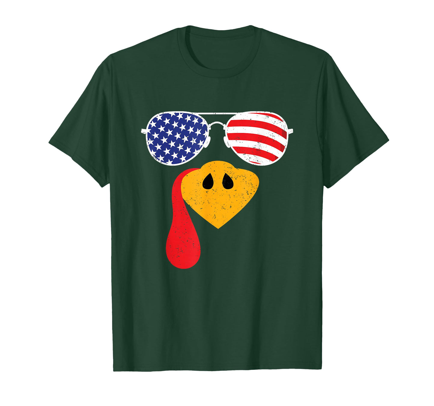 Turkey Face Flag Sunglasses Thanksgiving Family Outfits T-Shirt