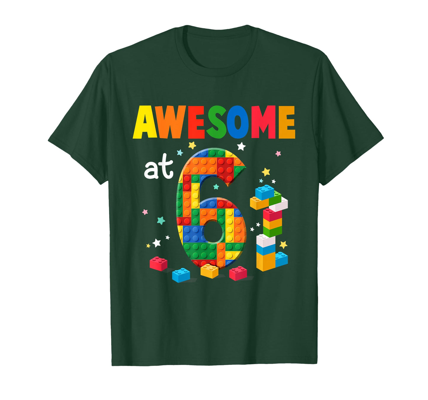 Building Blocks Brick 6th Birthday Shirt 6 Year Old Boy Gift T-Shirt