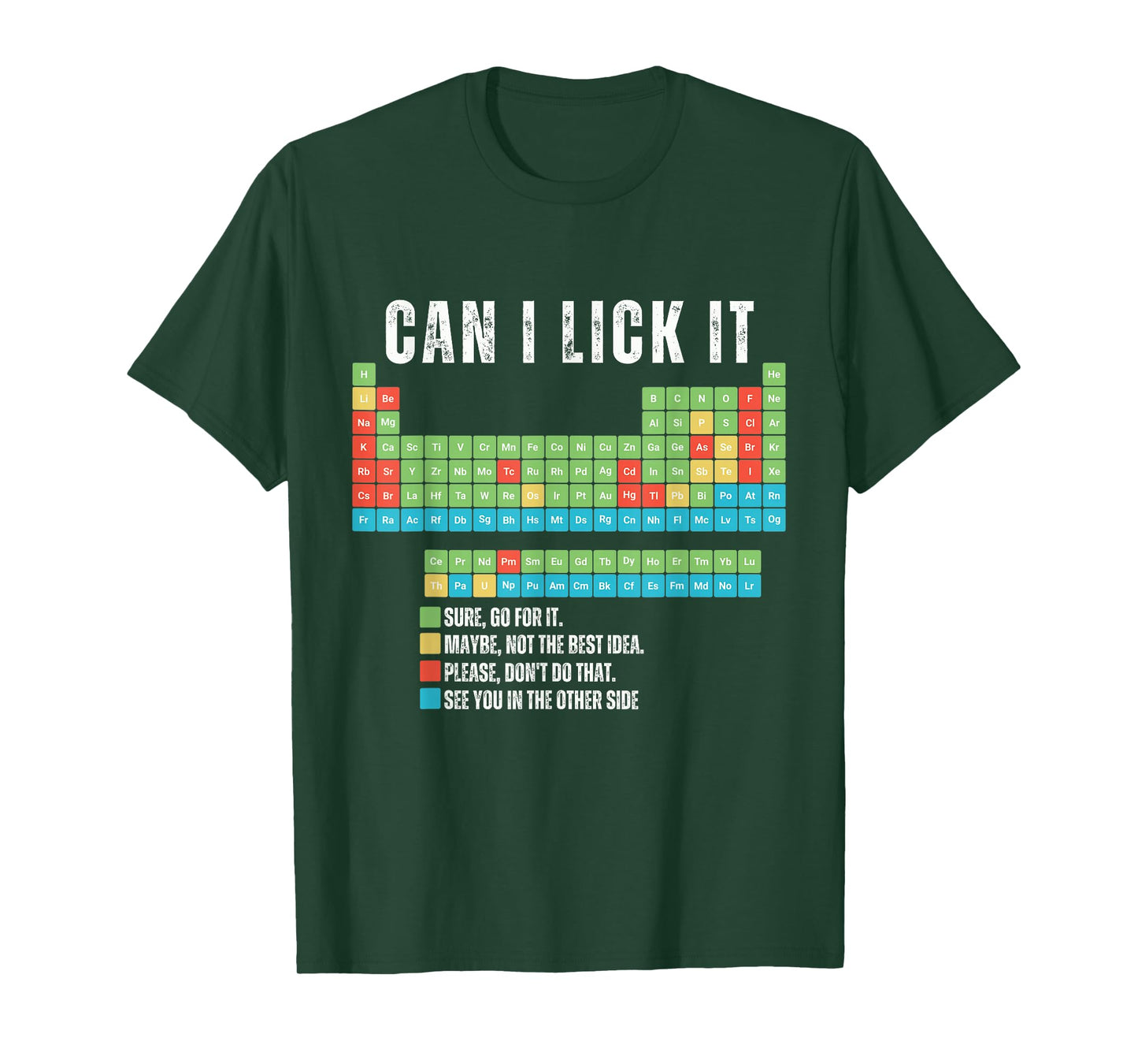 Can I Lick It Tee Funny Periodic Table of Elements Science T-Shirt