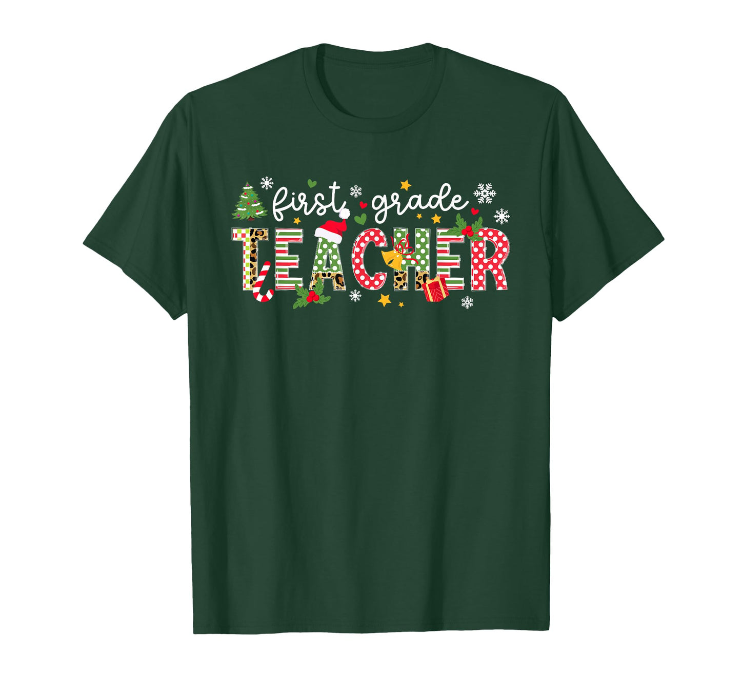 Christmas 1st Grade Teacher Xmas Party T-Shirt - Black, Small, Unisex-Adults, Short Sleeve, T-Shirt