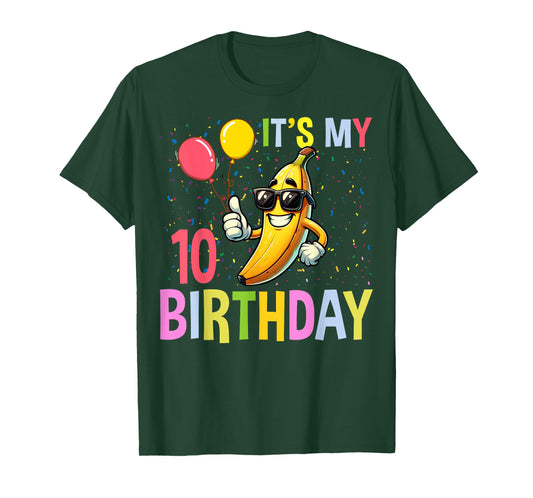 Banana Lover 10 Years Old Kids It's My 10th Birthday Bananas T-Shirt