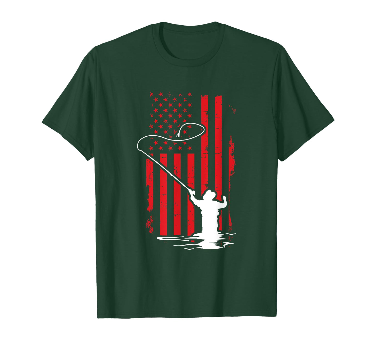 Retro American Flag Fly Fishing Gift Trout Fishing Gift Men T-Shirt