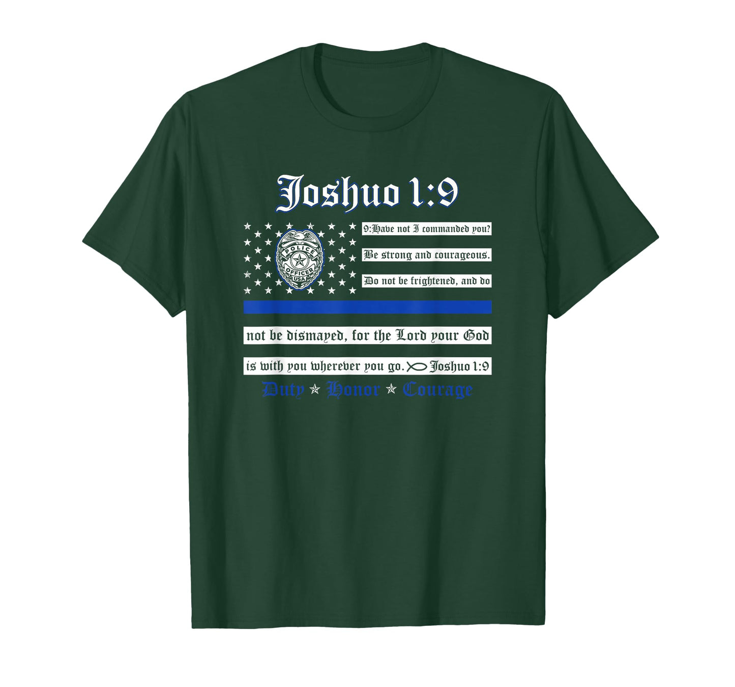 Thin Blue Line USA Flag Joshua 1:9 Police Support Men's T-Shirt