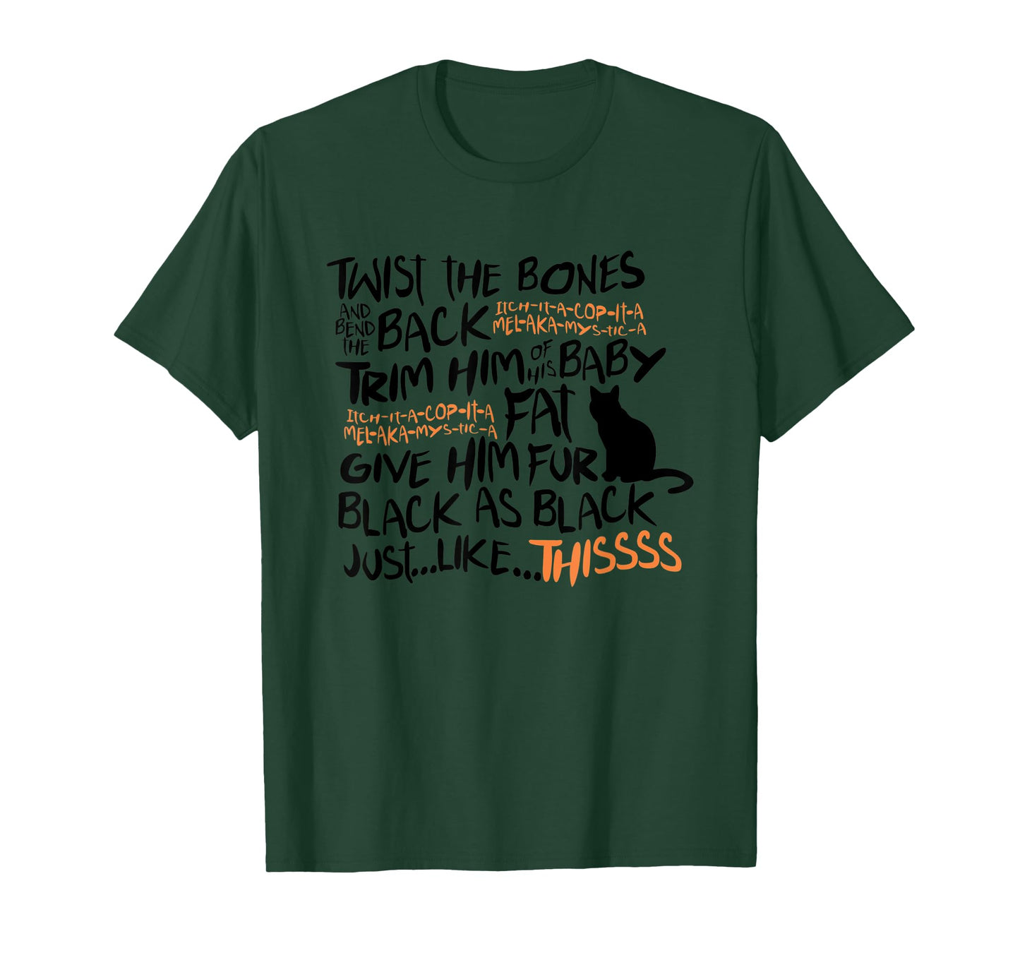 Twist The Bones Black Cat Halloween Costume Gift T-Shirt for Men Women Kids