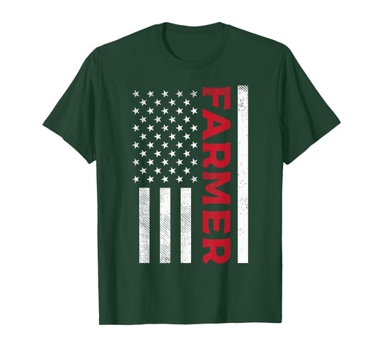 American Flag Farmer Country Farming Farm Patriotic Gift T-Shirt