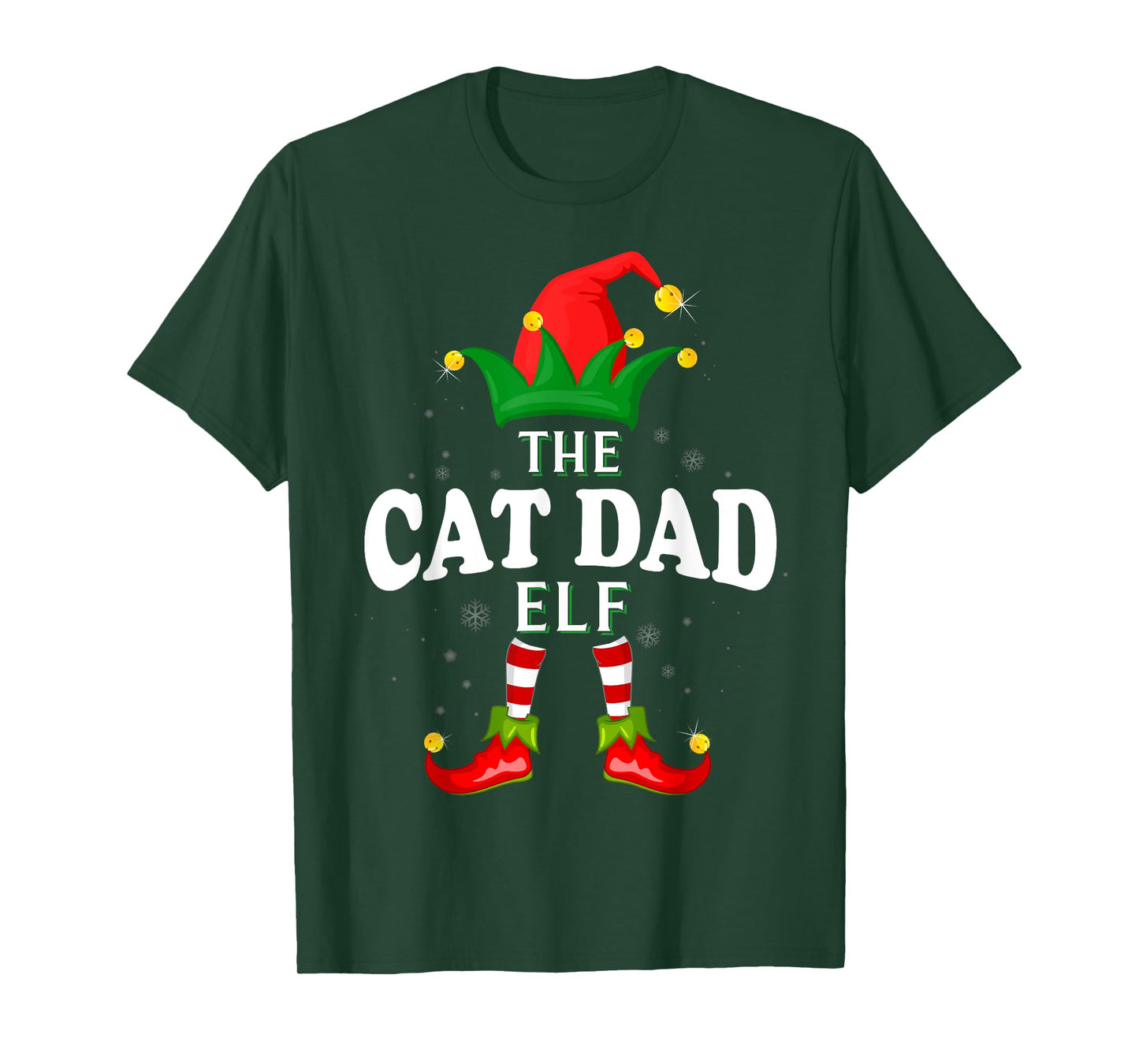 Xmas Cat dad Elf Family Matching Christmas Pajama T-Shirt