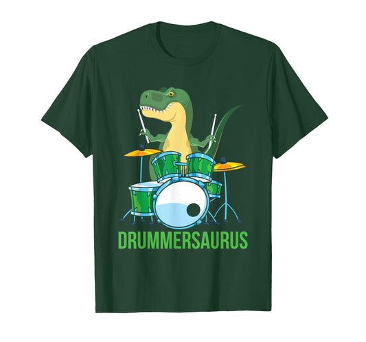 Funny T Rex Percussion Drummersaurus Drummer Boys Gift Drums T-Shirt