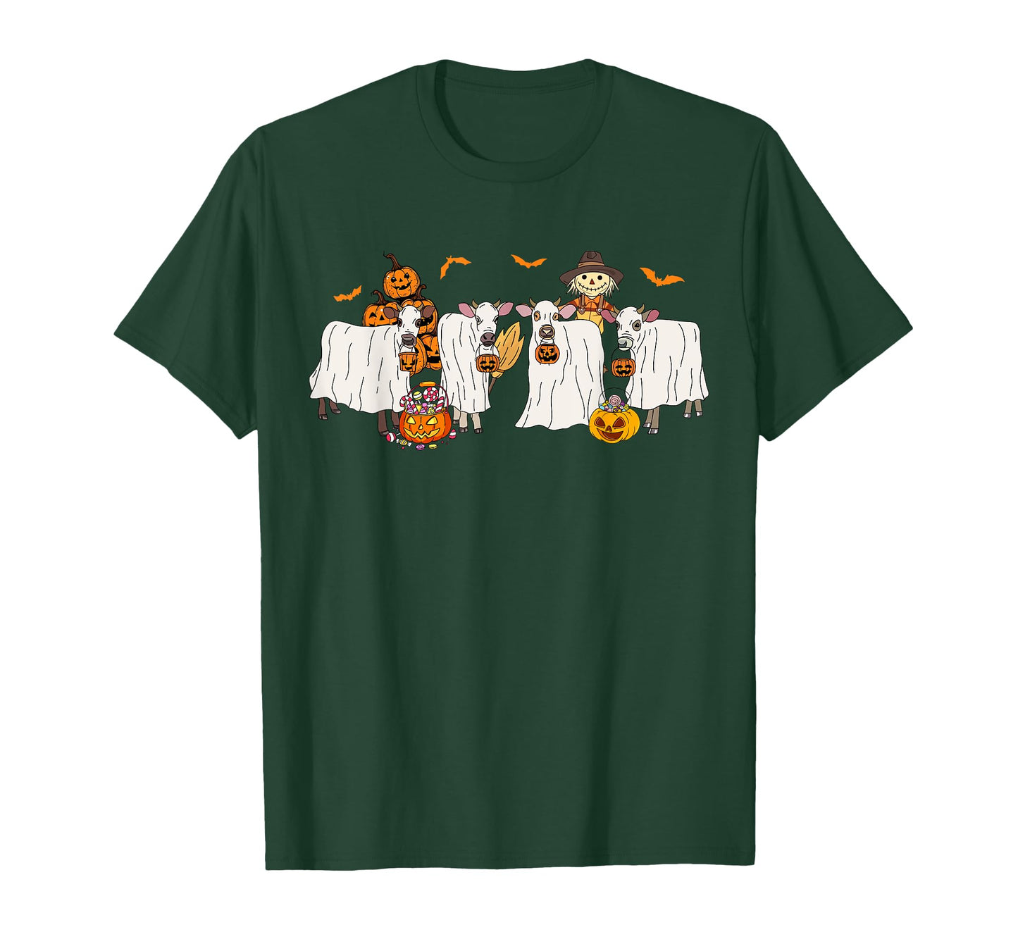 Cow Dressed As Ghost Farm Animal Halloween Costume T-Shirt