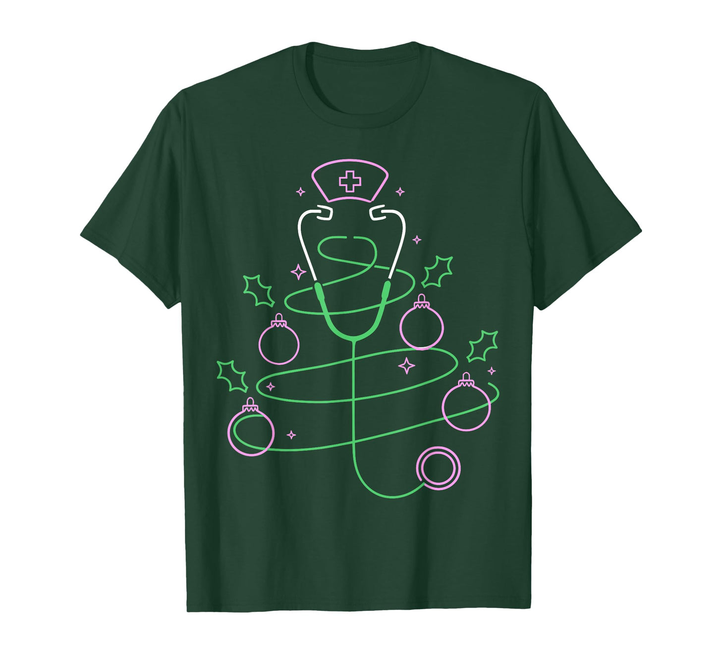 Christmas Tree Stethoscope Nurse Christmas T-Shirt