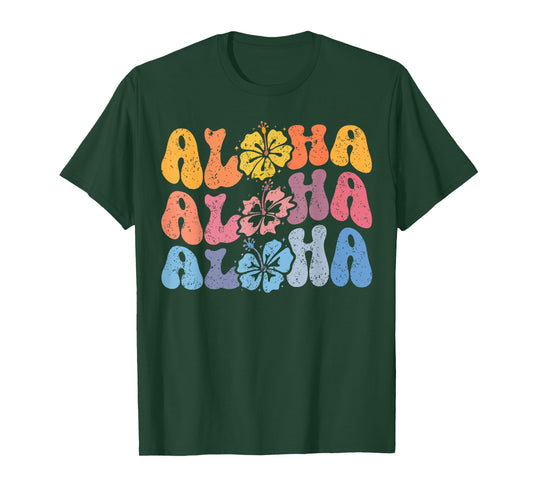 Aloha Hawaiian Summer Vacation Shaka Hibiscus Kids Girls T-Shirt