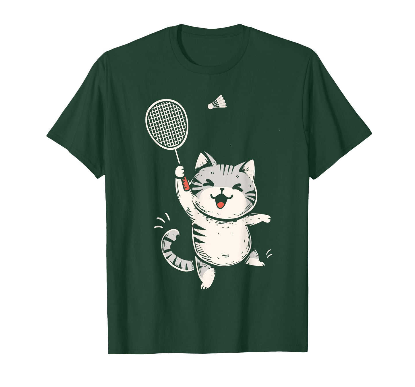 Funny Badminton Cat Cute Kitty Badminton Player Shuttlecock T-Shirt