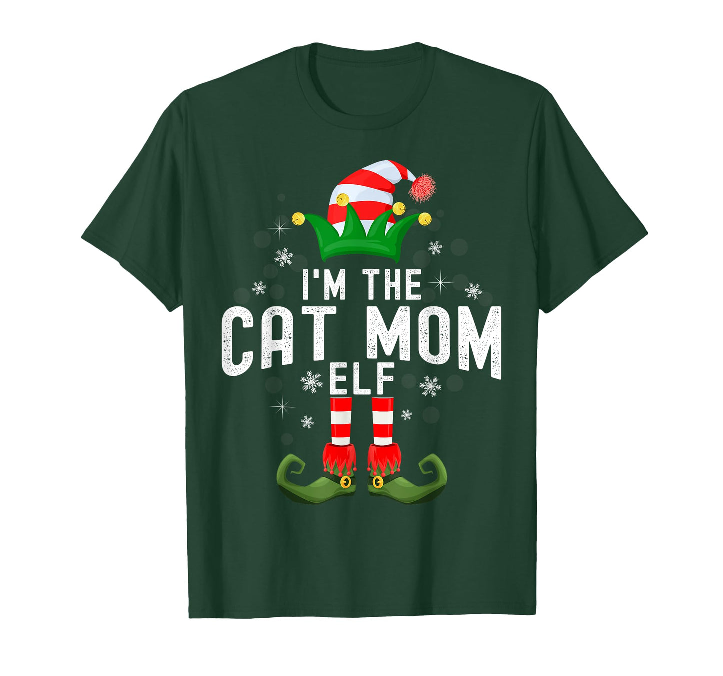 I'm The Cat Mom Elf Christmas Family PJS Costume T-Shirt