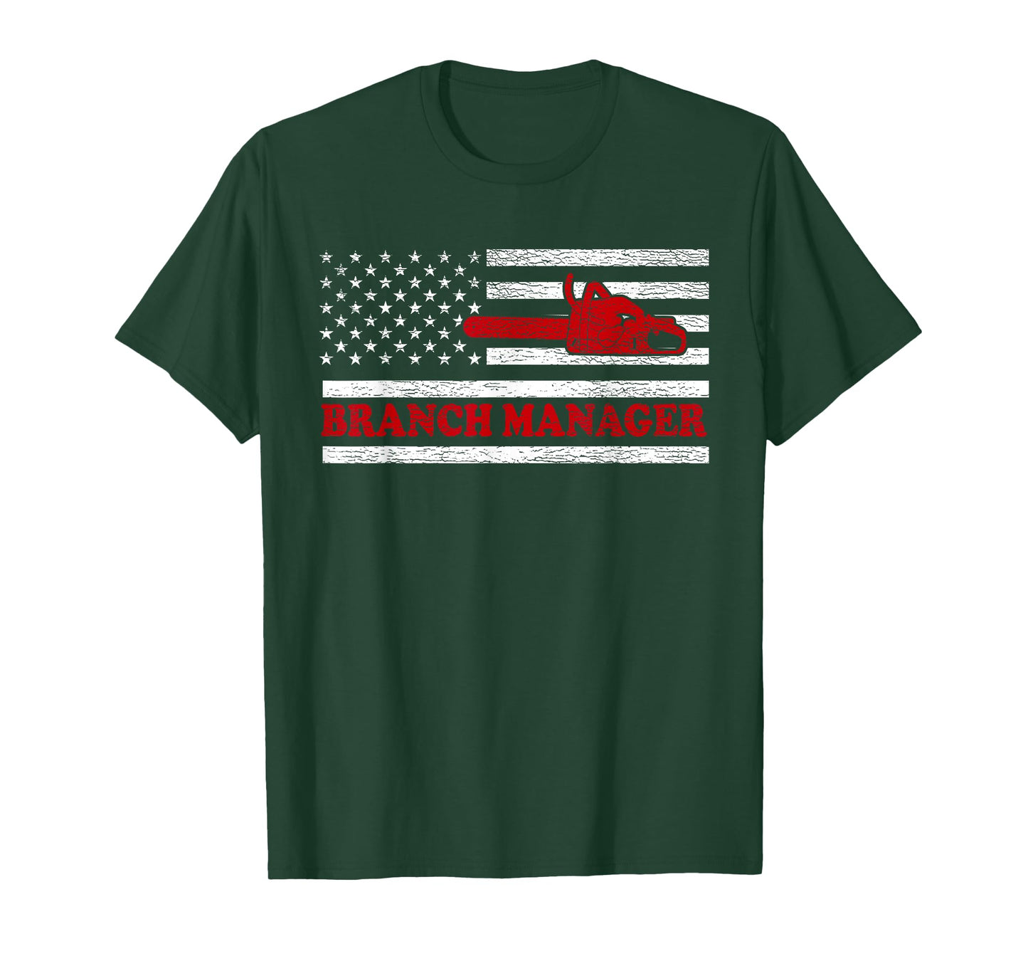 Funny Retro Vintage American Flag Chainsaw Branch Manager T-Shirt