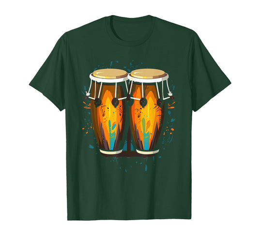 Conga Drum Instrument Musician by SteMi Unisex-Adults Black Modern T-Shirt Small Classic Fit Short Sleeve