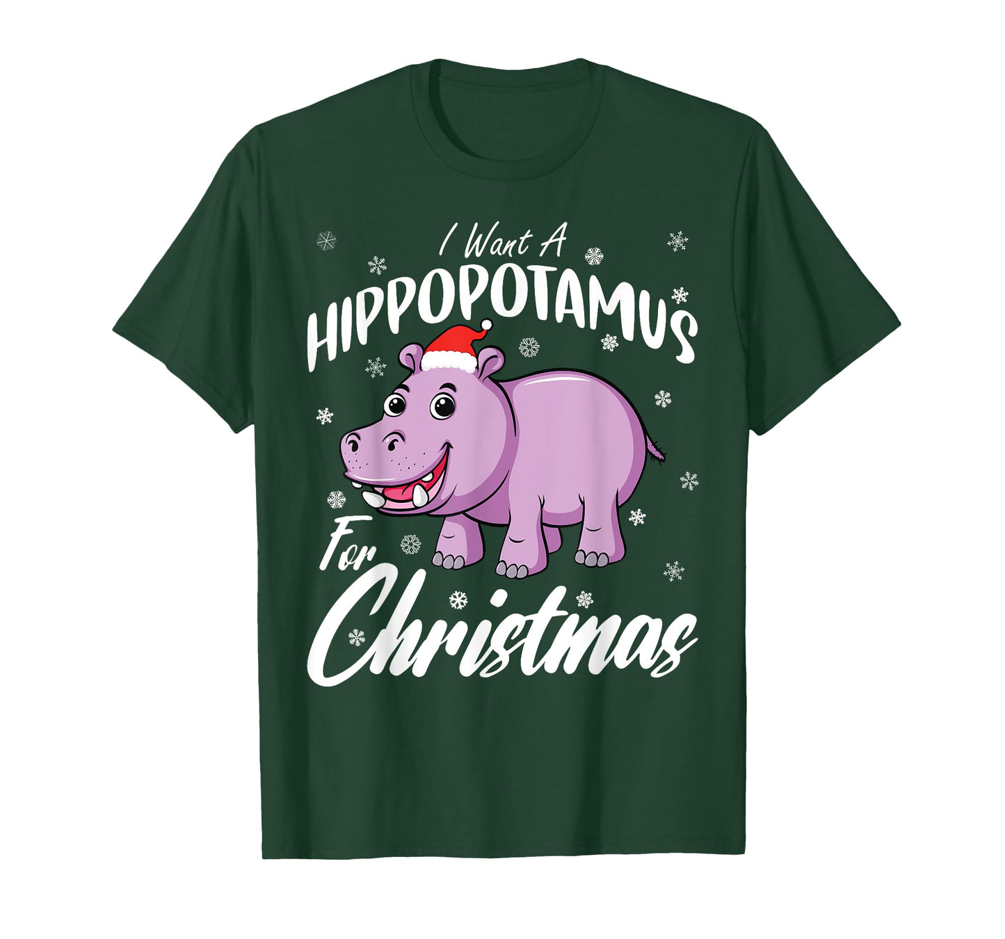 Christmas Hippo Shirt by T&T Unisex-Kids Xmas Hippo T-Shirt Black Small