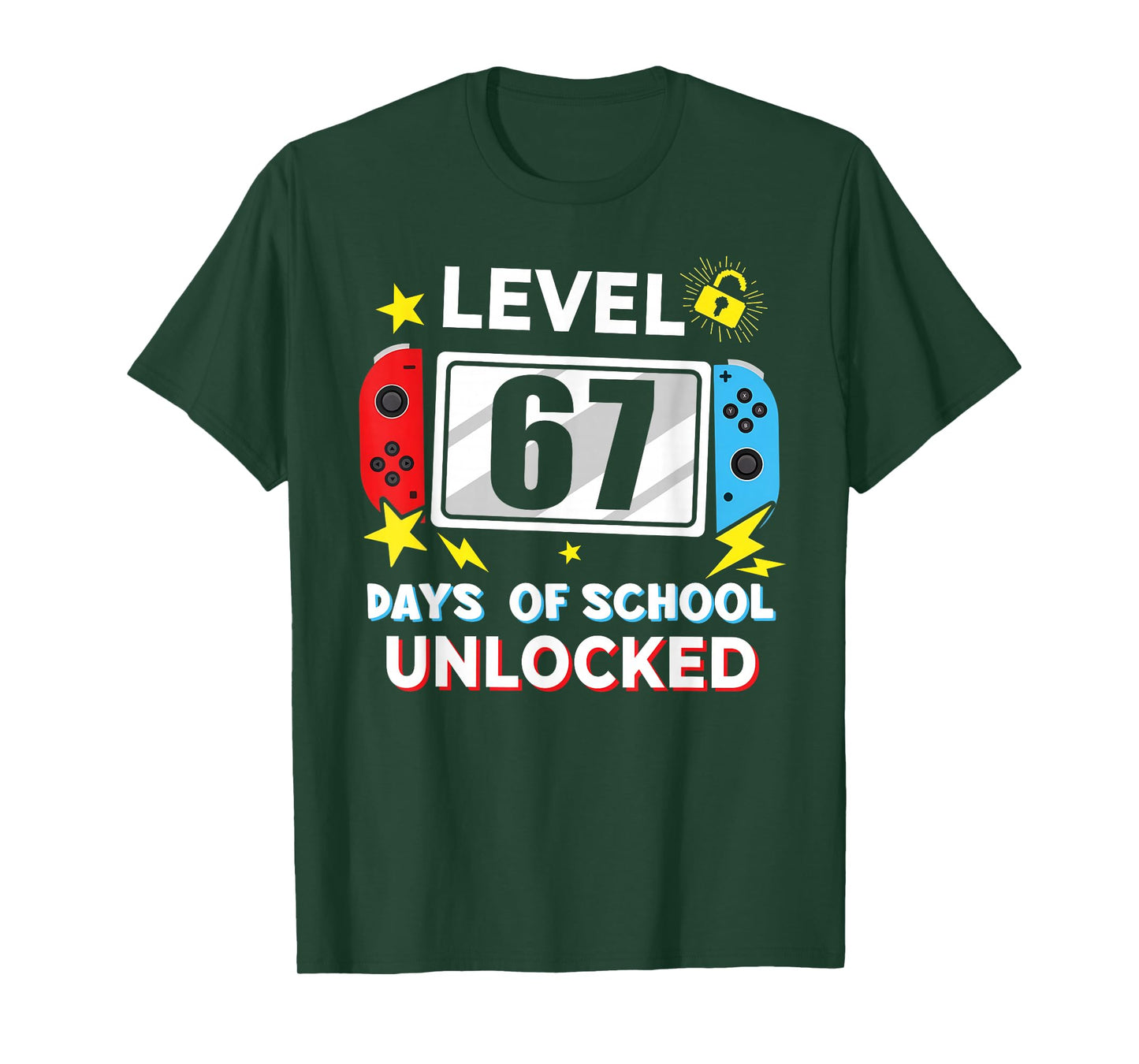 67th Day of School Level 67 Days of School Unlocked Gamer T-Shirt