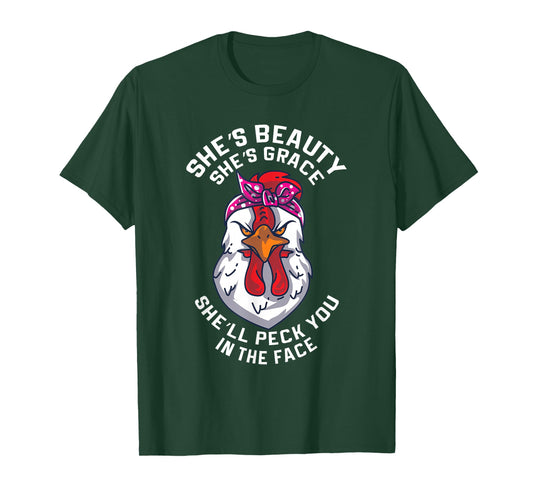 Angry Chicken Peck You In The Face Hen Animal Gift T-Shirt