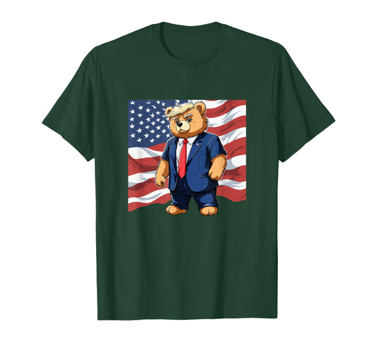 Trump Teddy Bear USA Flag Patriot Supporter T-Shirt