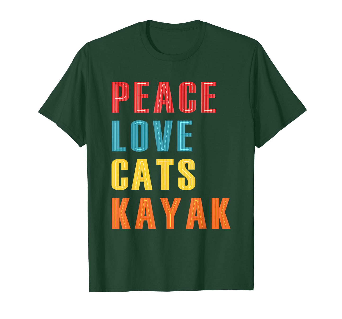 Peace Love Cats Kayak Funny Kayaking Boating Cat Enthusiasts T-Shirt