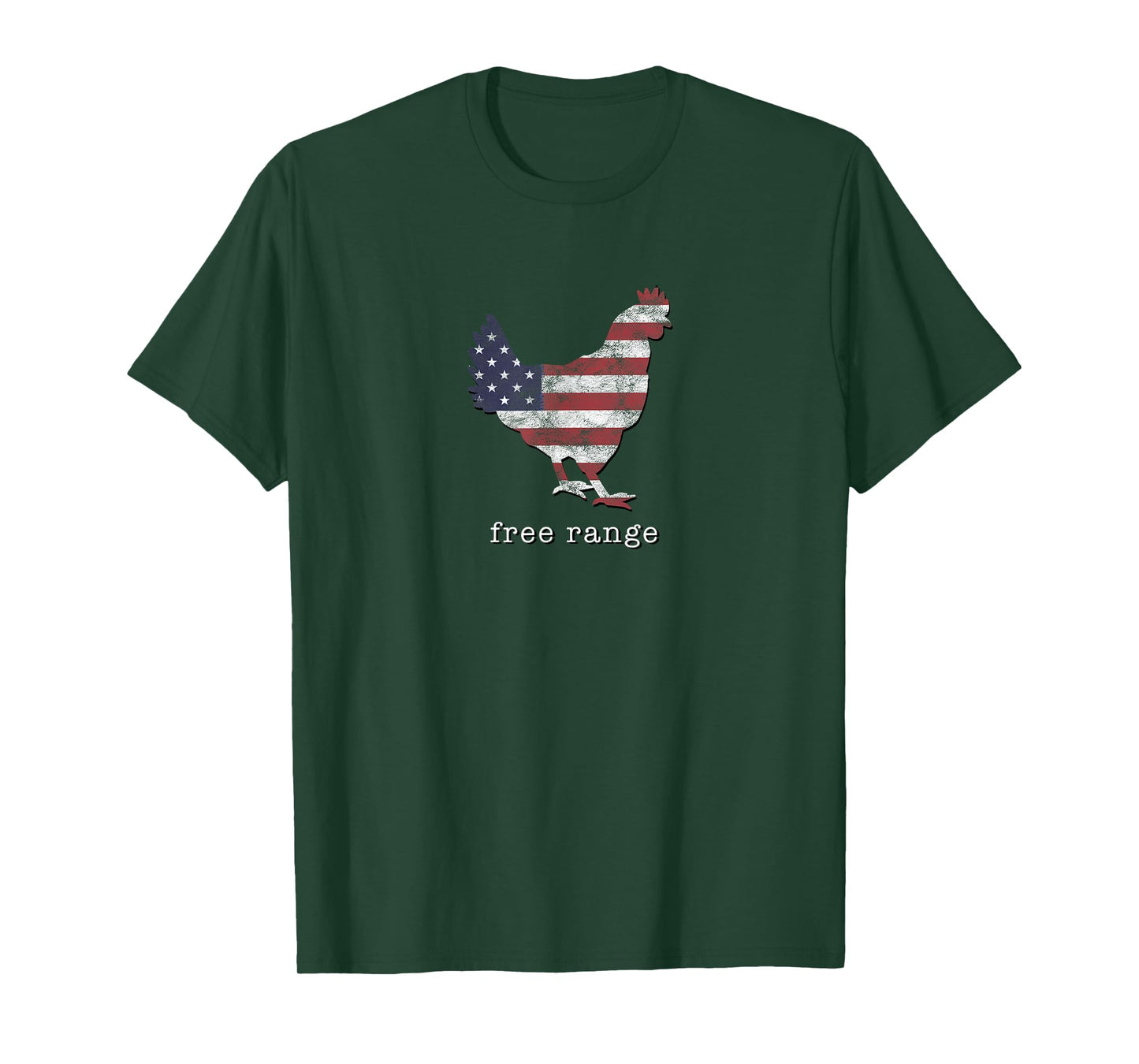 'Free Range' Chicken with American Flag T-Shirt T-Shirt