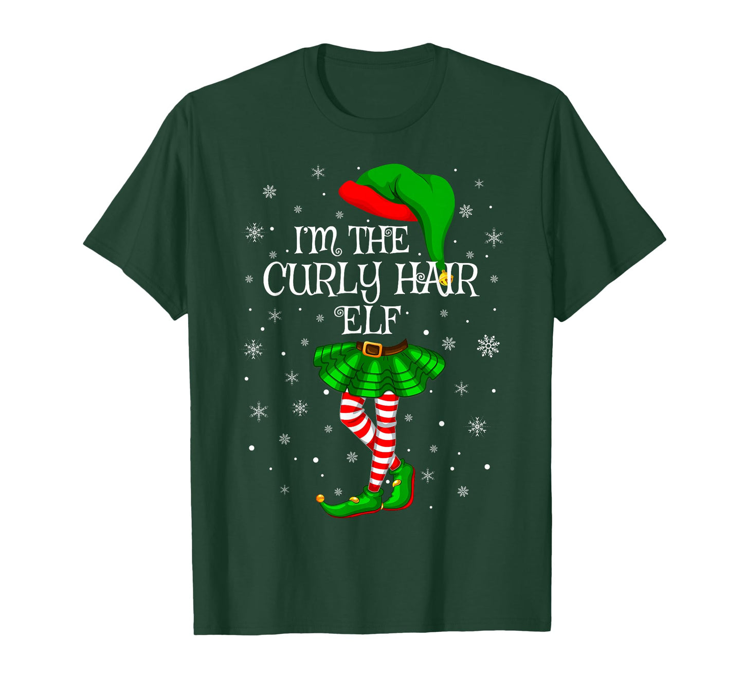 Curly Hair Elf Christmas Family Group Women Girls Xmas T-Shirt