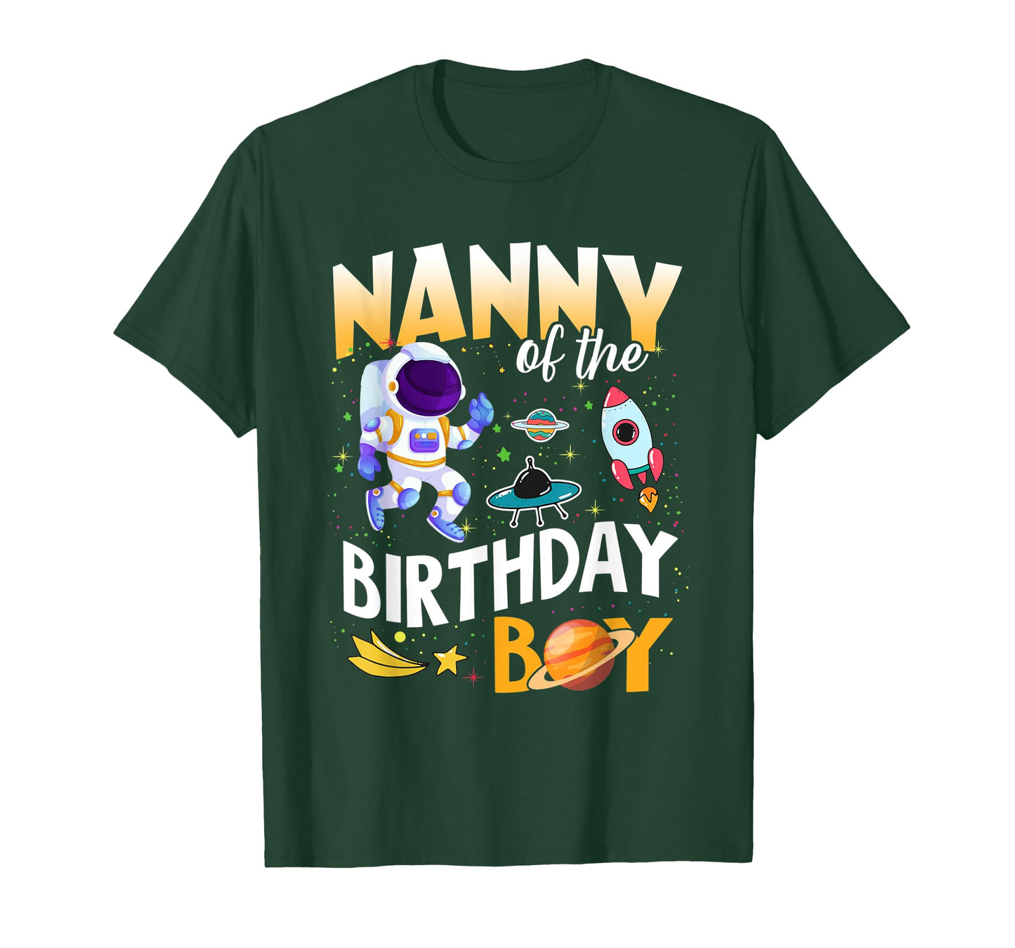 Nanny Of The Birthday Astronaut Boy Space Theme T-Shirt