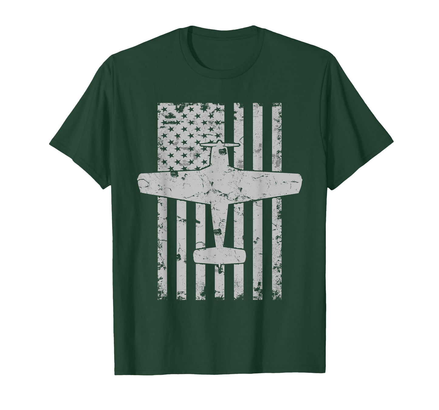 Bonanza Airplane Patriotic Distressed Flag Pilot Women Kids Men T-Shirt