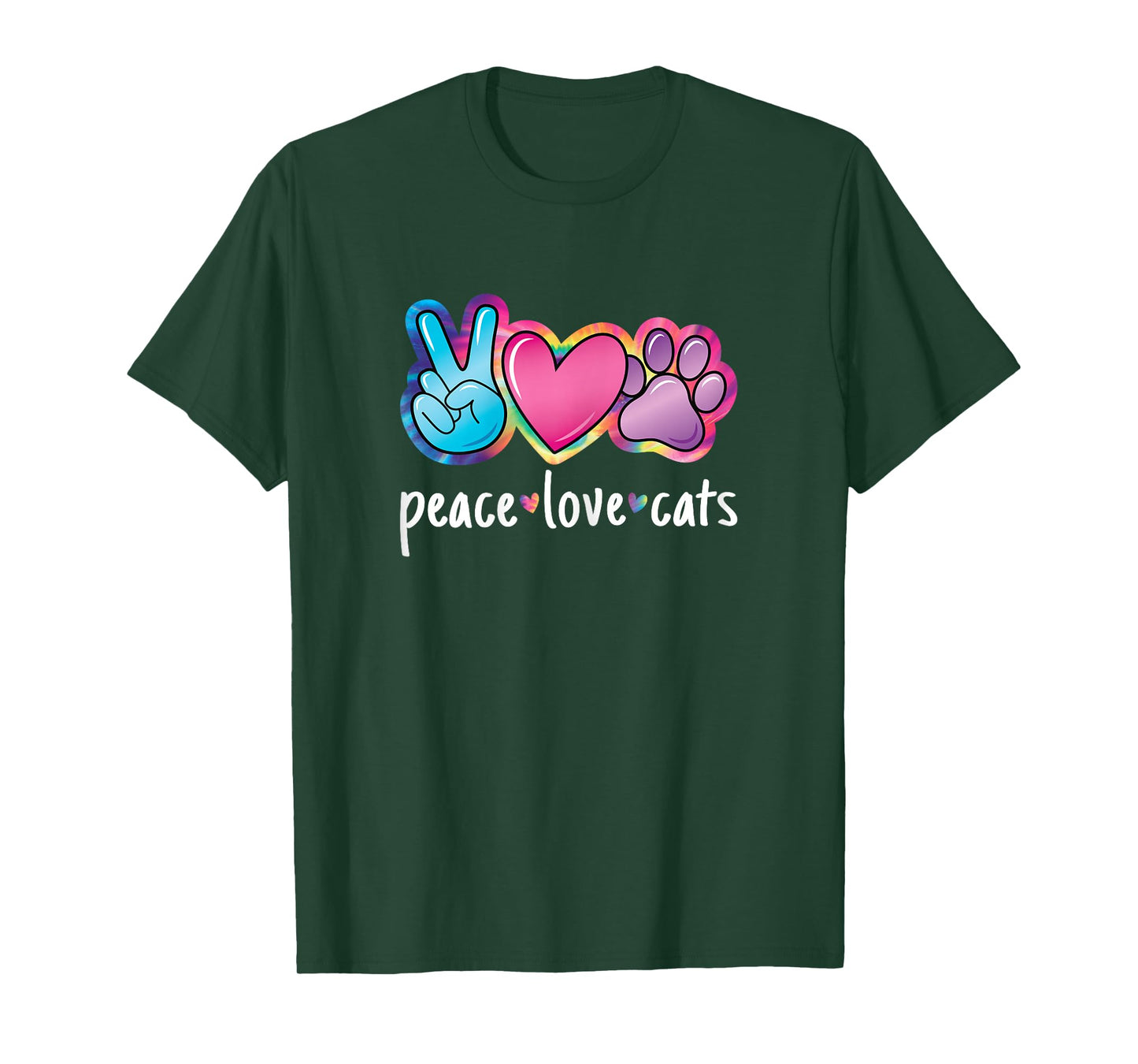 Peace Love Cats Cute Cat Kitten Lover Paw Cat Women Girls T-Shirt