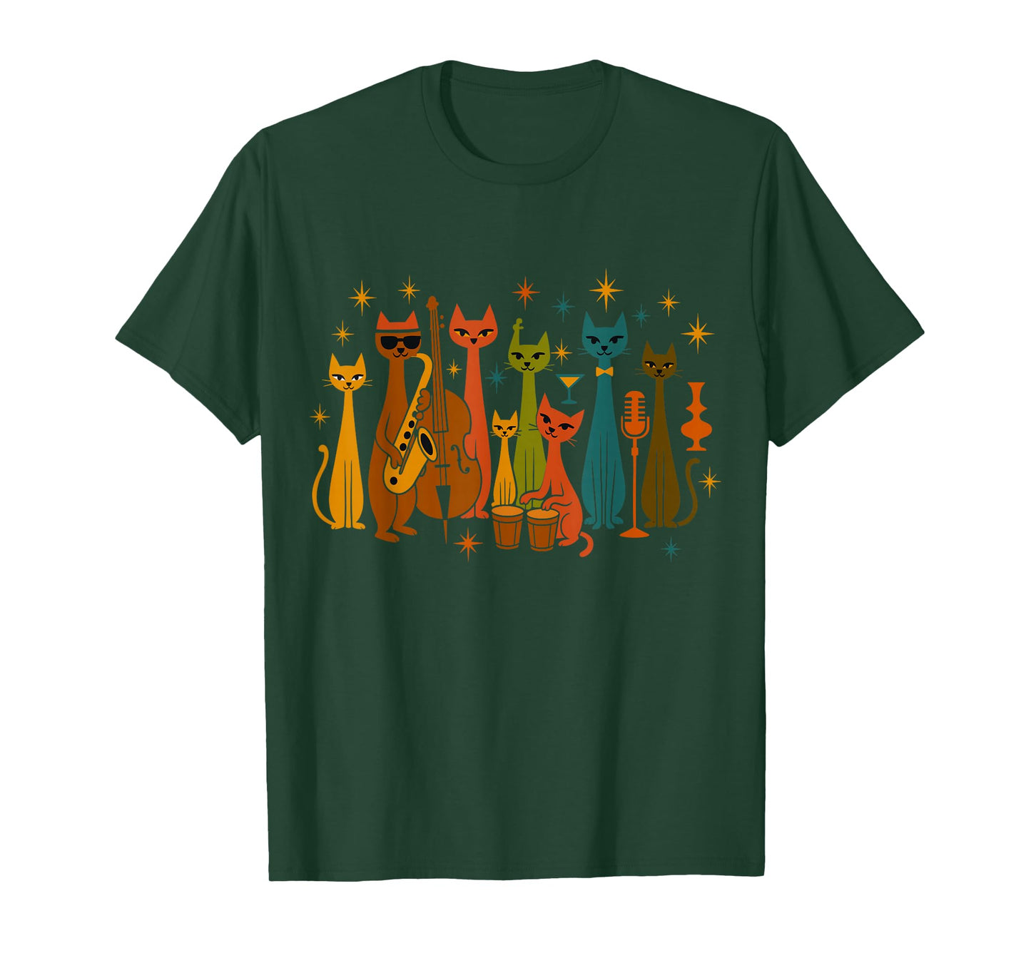 Mid Century Modern Band Cats Retro 50s 60s Style T-Shirt