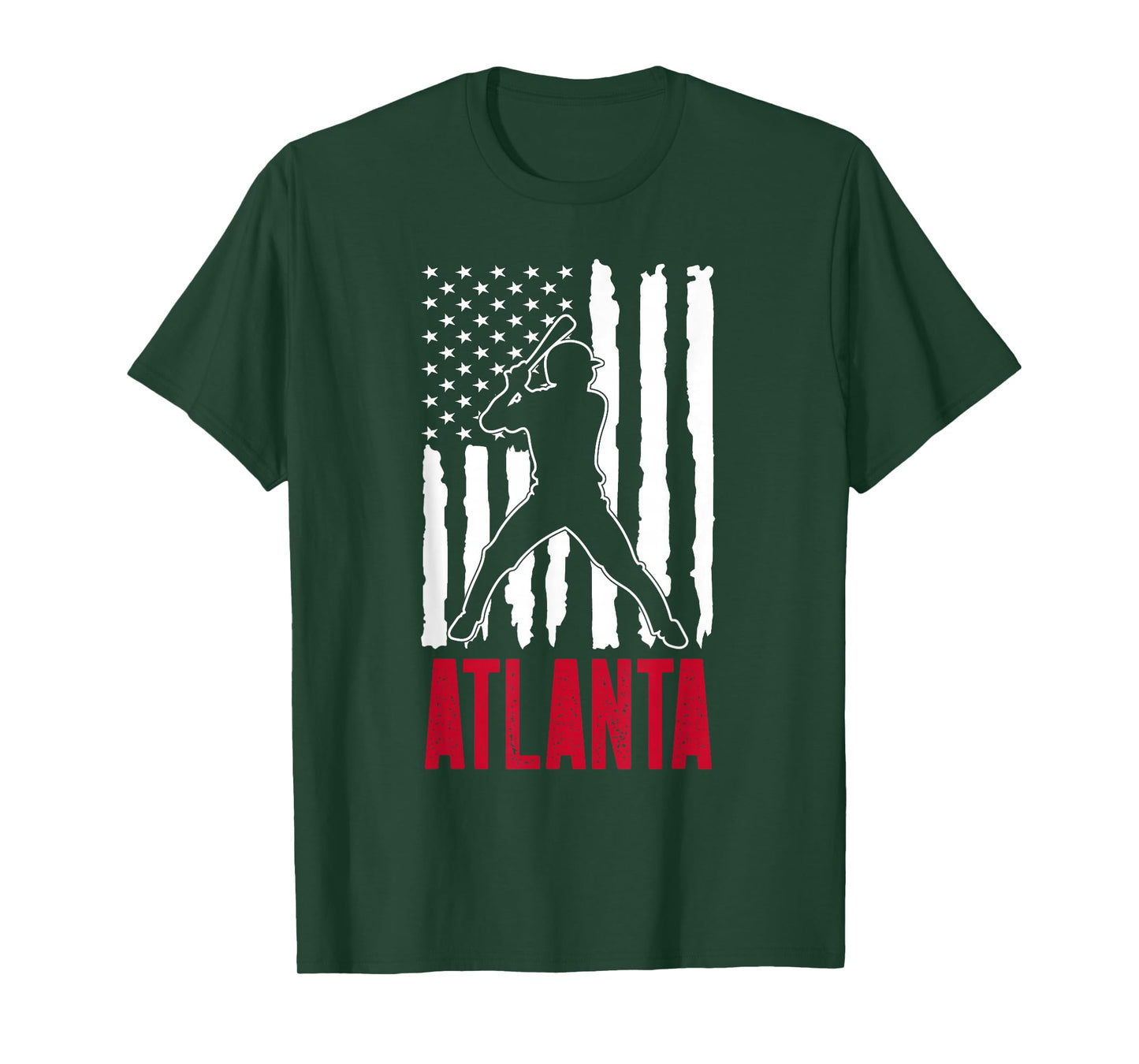 Vintage Atlanta American Flag Distressed Baseball T-Shirt