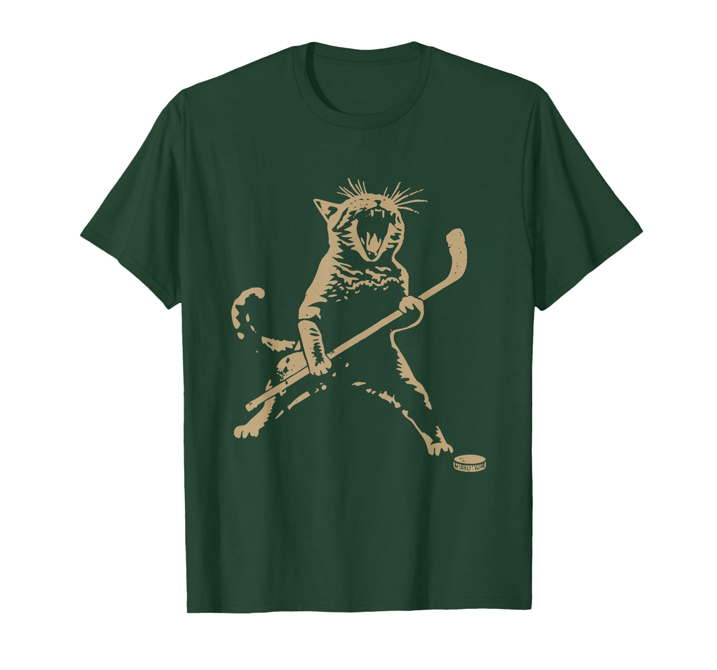 Cute Cat Playing Ice Hockey Lover Player Funny T-Shirt