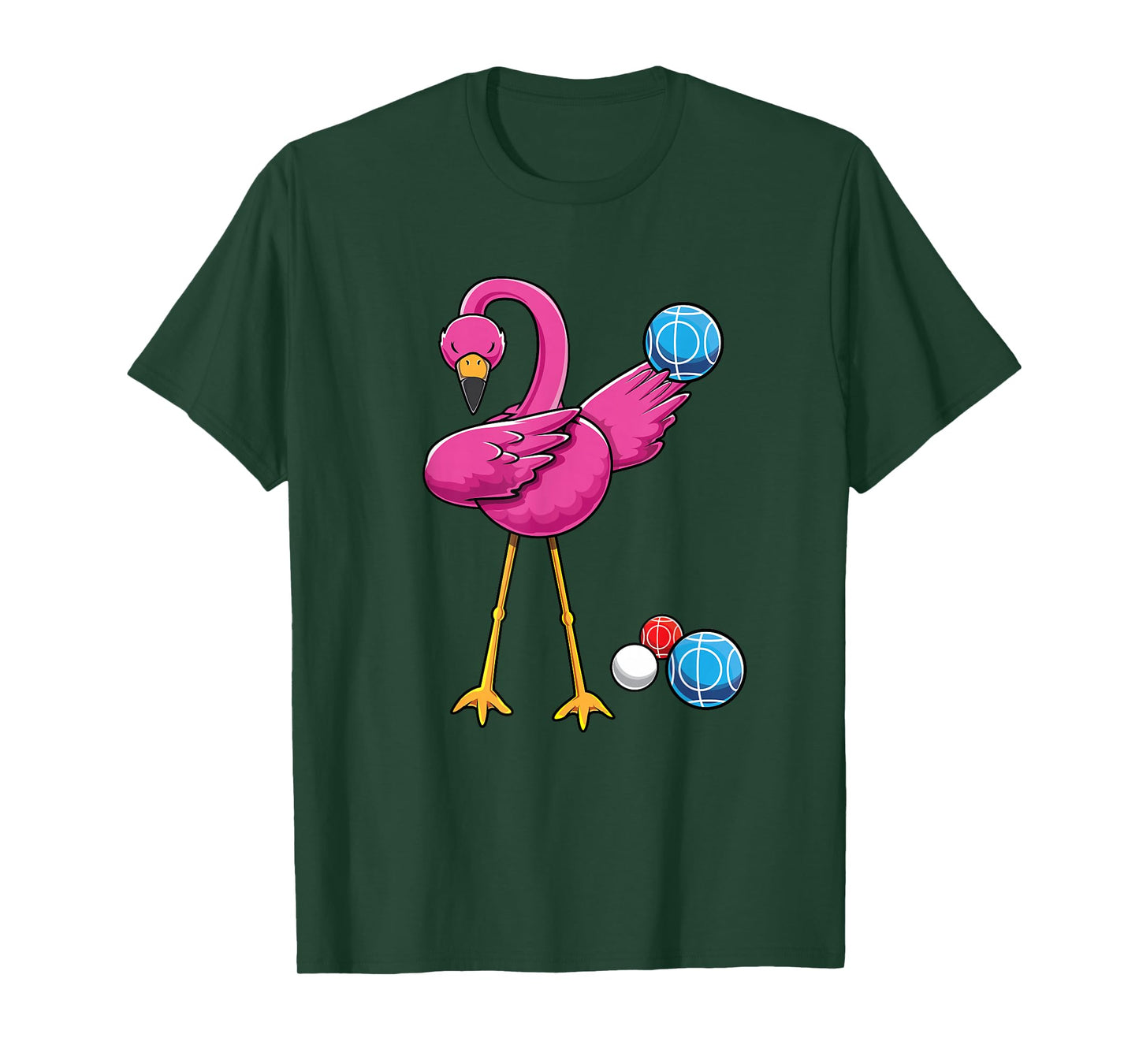 Cute Dabbing Flamingo Bocce Ball Player Boccie Girls Bocci T-Shirt
