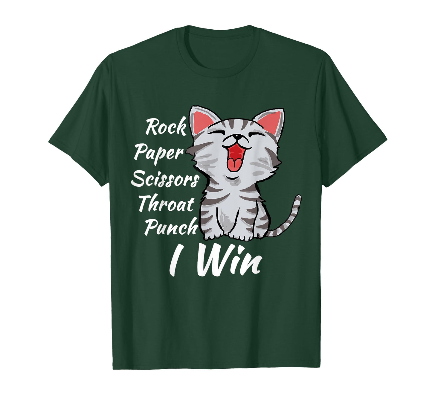 Rock Paper Scissors Throat Punch I Win Cat Funny Men Women T-Shirt