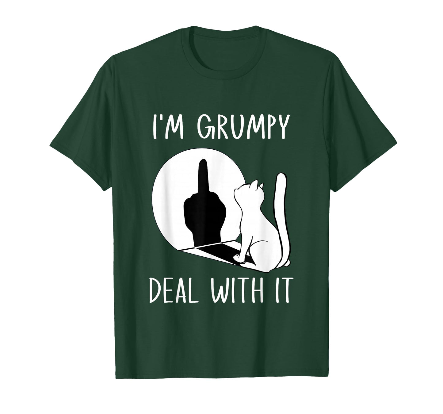 Funny Cat Shadow I'm Grumpy Deal With It T-Shirt