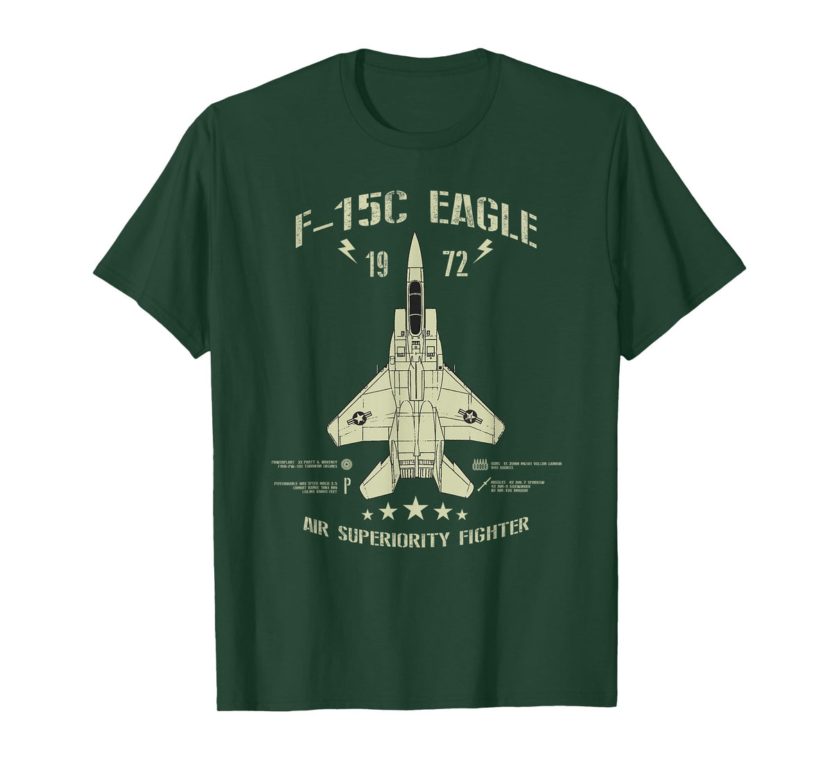 F-15 Eagle Jet Fighter Technical Drawing T-Shirt