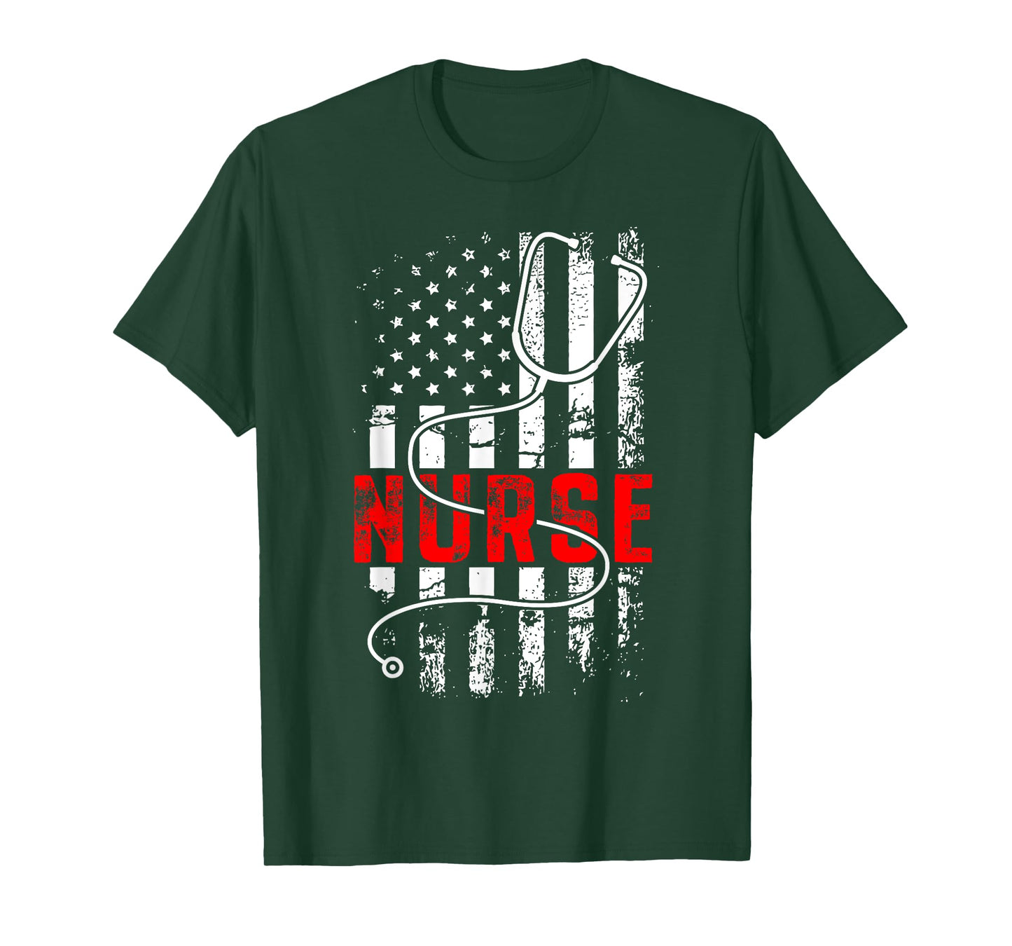 Patriotic Nurse USA Flag Stethoscope Funny Nurse Careers T-Shirt