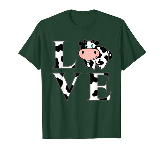 Cute Cow Print I Love Cows Funny Farming Gift Men Women Kids T-Shirt