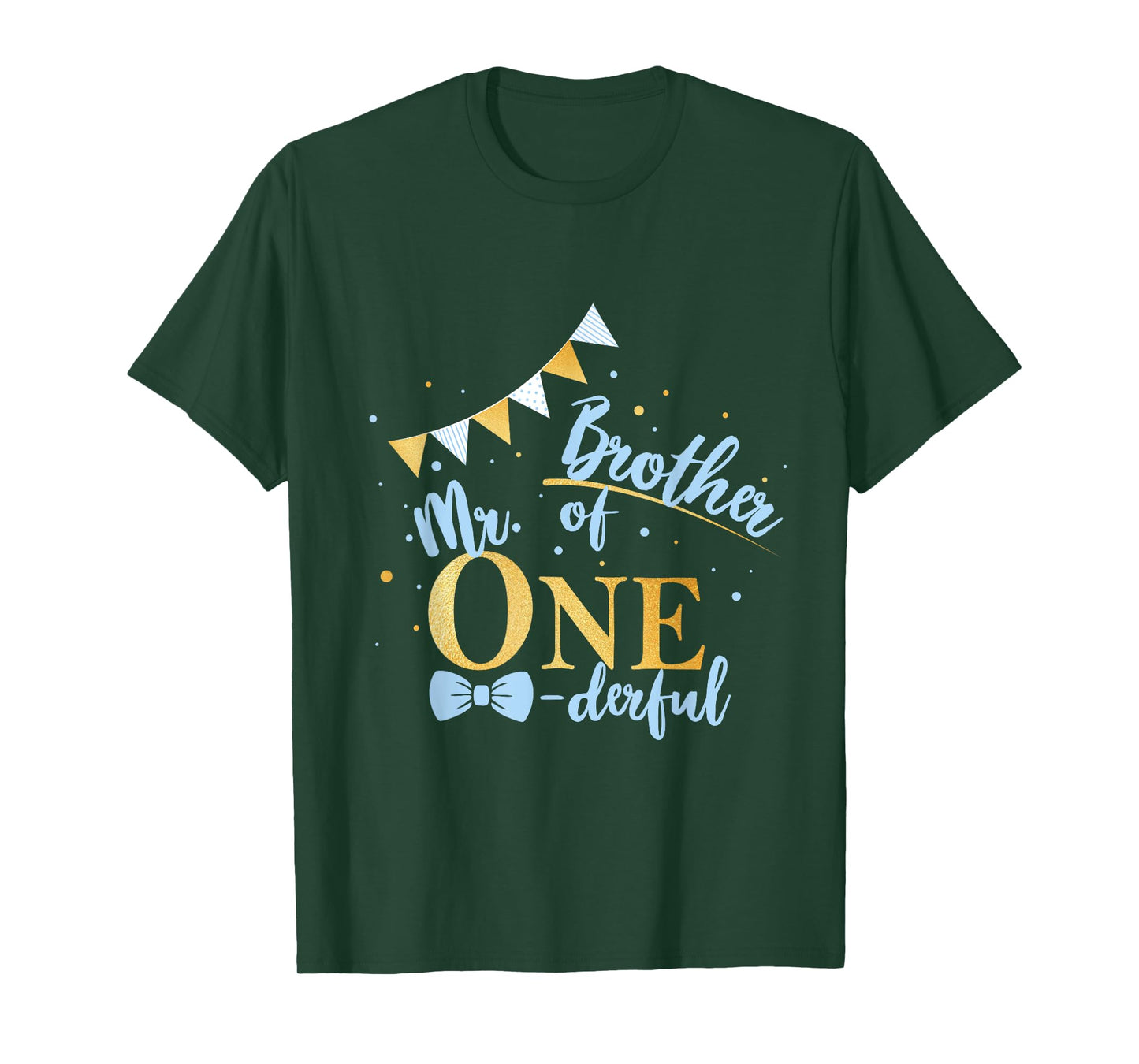 Brother Of Mr One-derful Party Blue-Gold Boy 1st Birthday T-Shirt