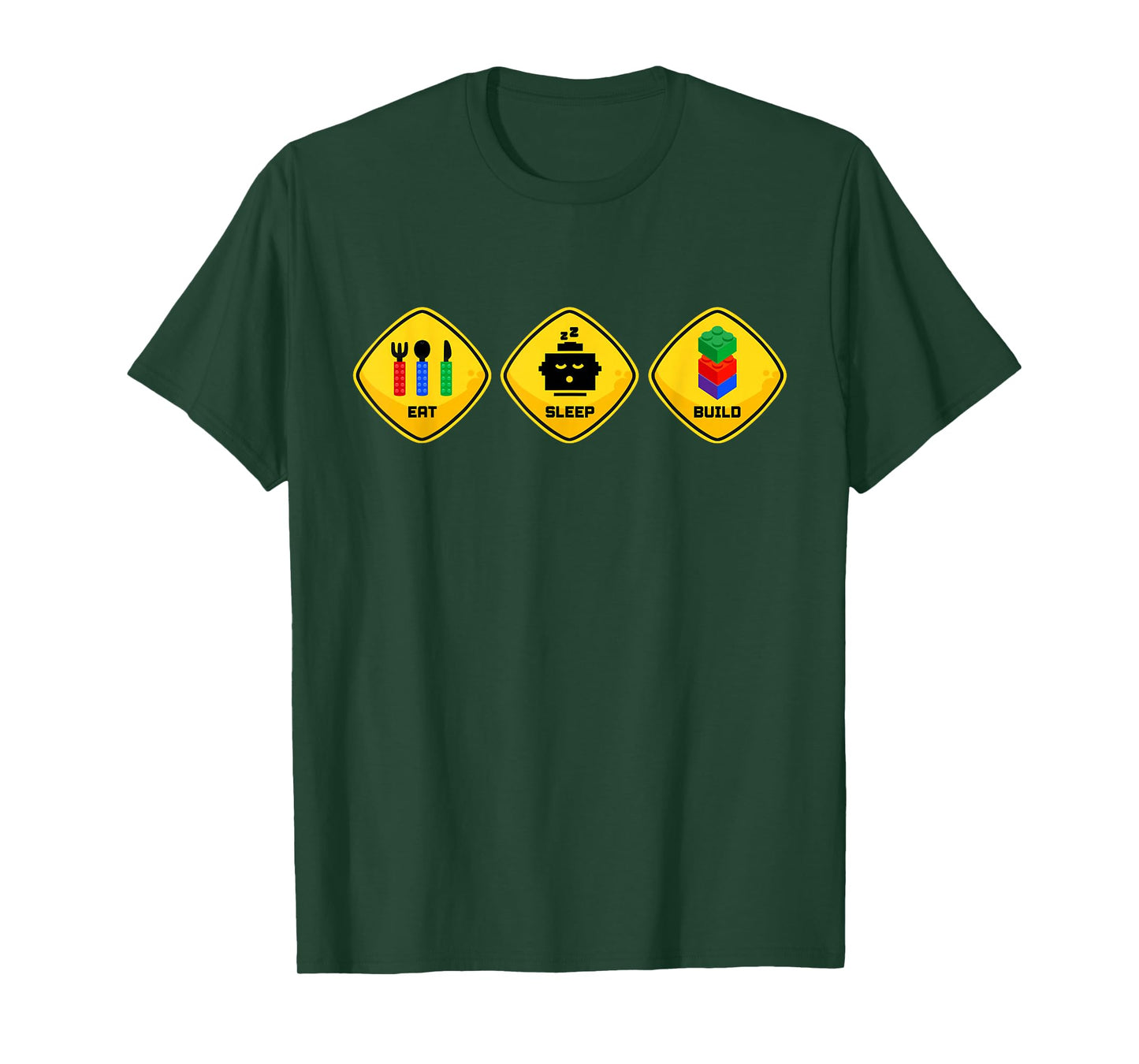 Eat Sleep Build Funny Building Blocks Master Builder Men T-Shirt