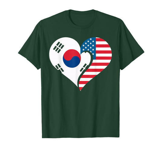 Half American Half Korean USA Flag South Korea America T-Shirt