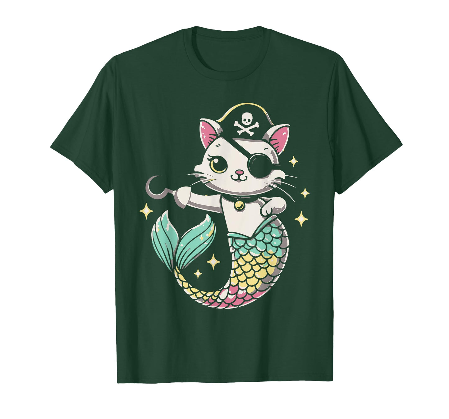 Pirate Mermaid Cat Cats Lover Kitten Pet Owner Men Women Kids T-Shirt